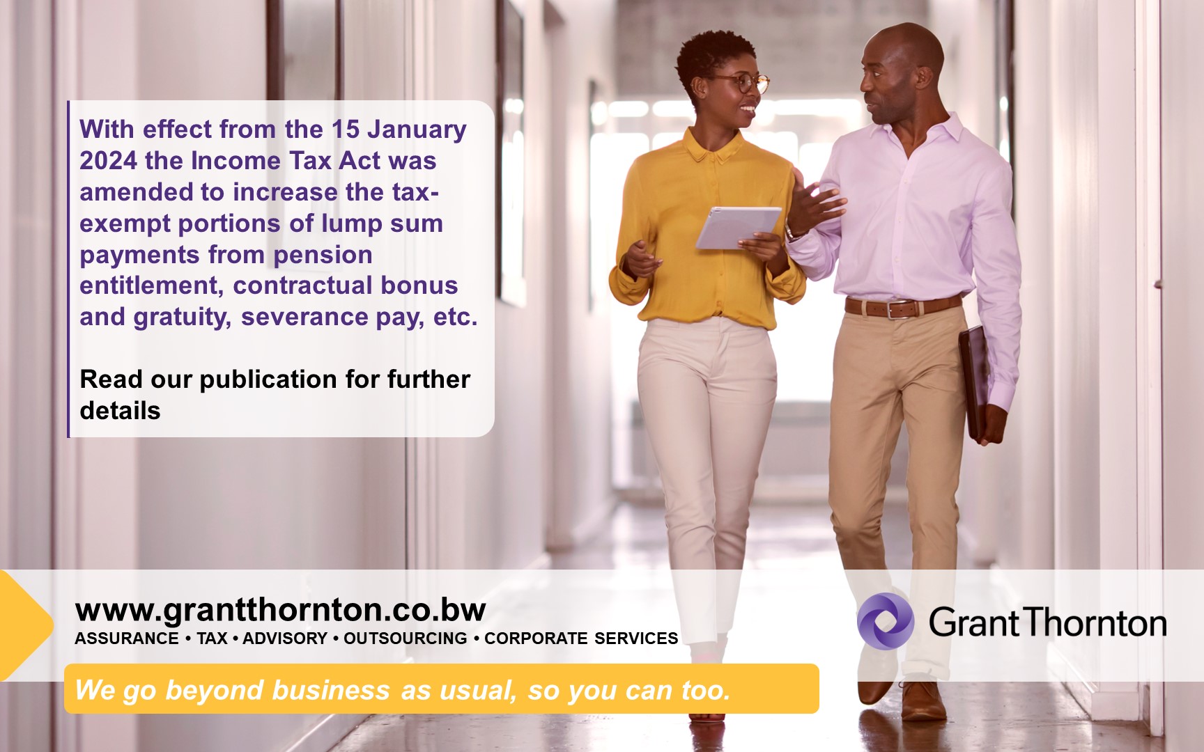 Increase in taxexempt portion of lumpsum payments Grant Thornton