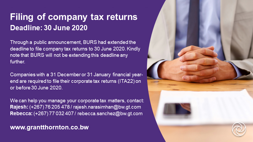 Filing of company tax returns deadline