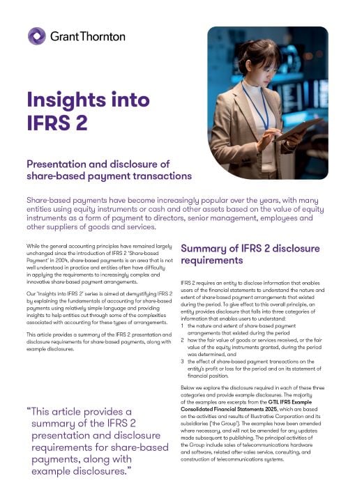 Presentation and disclosure of share-based payment