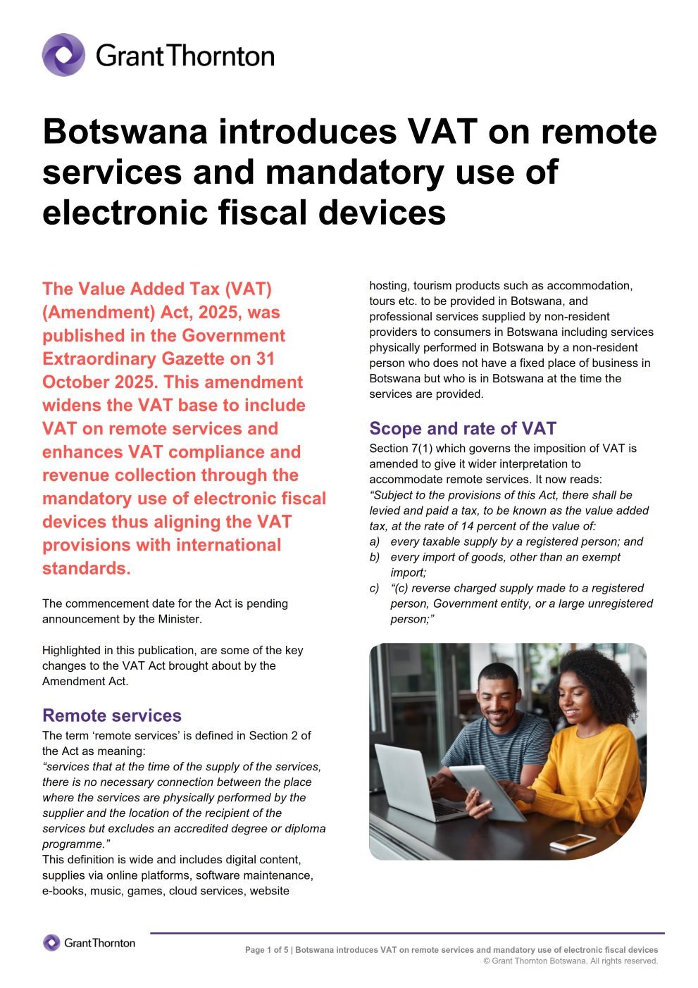 Botswana Adds VAT on Remote Services, Mandates EFDs